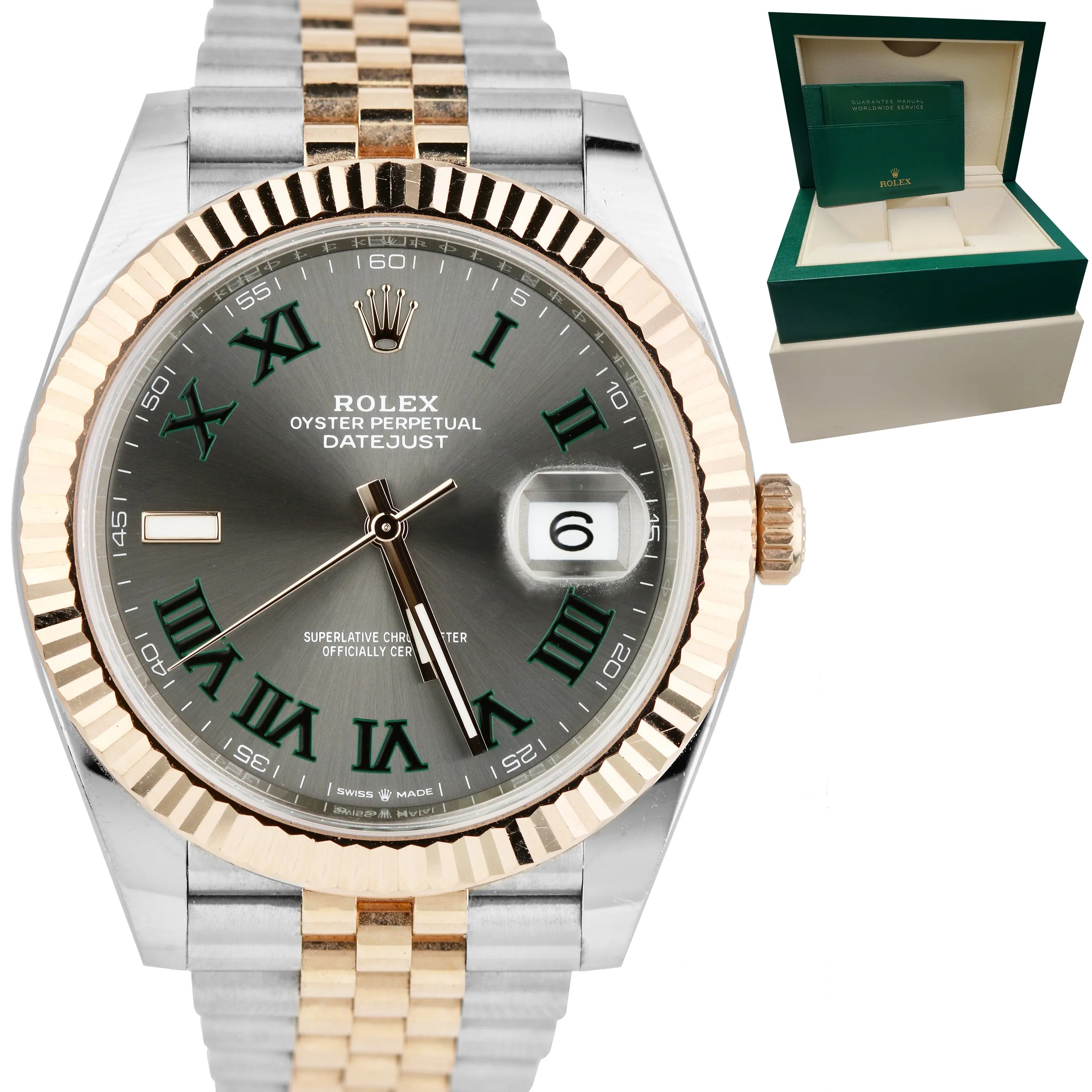 Rolex DateJust 41 WIMBLEDON Everose Gold Two-Tone Jubilee Steel Watch 126331