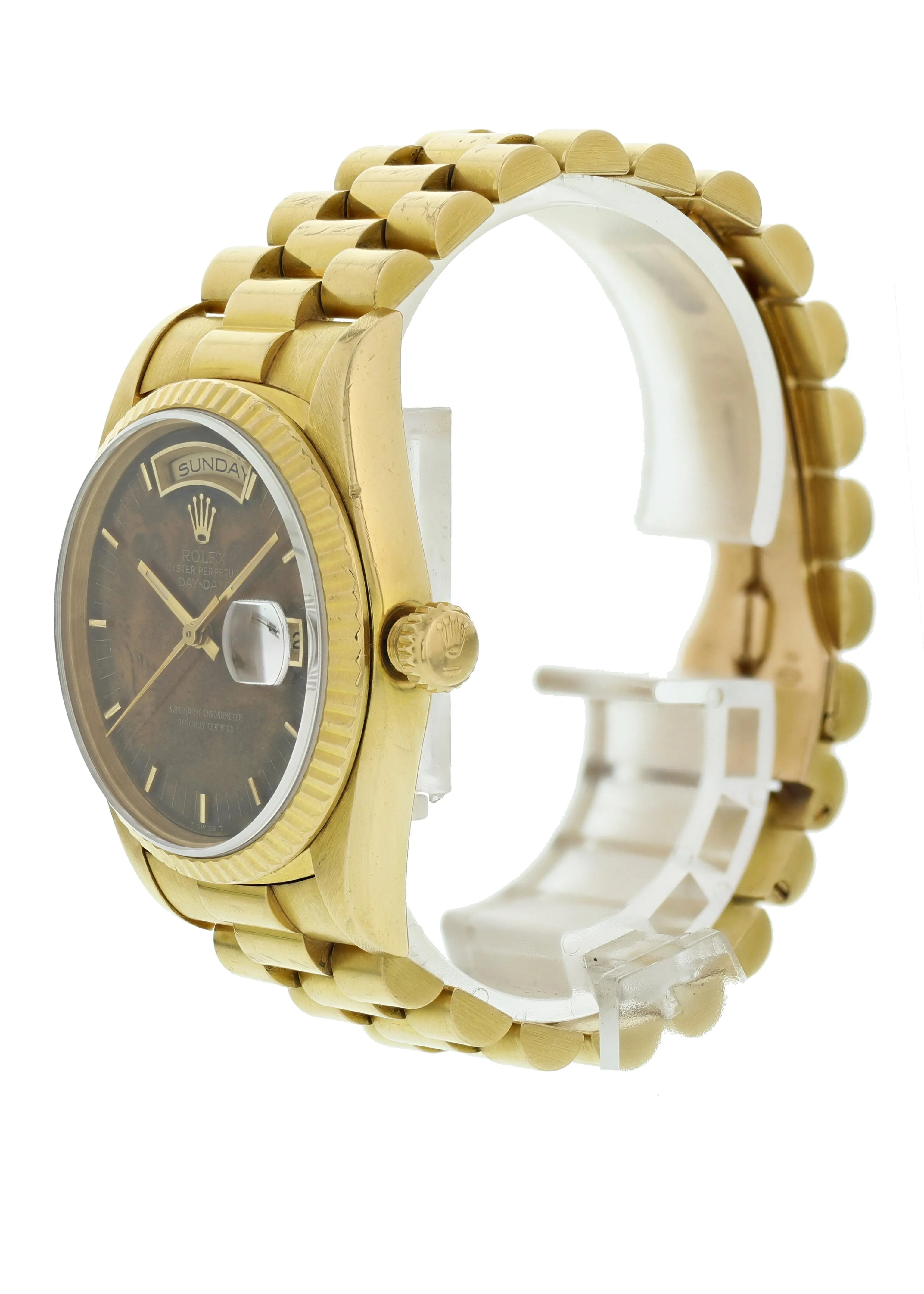 Rolex Day-Date President 18238 Wood Dial 18k Yellow Gold Mens Watch