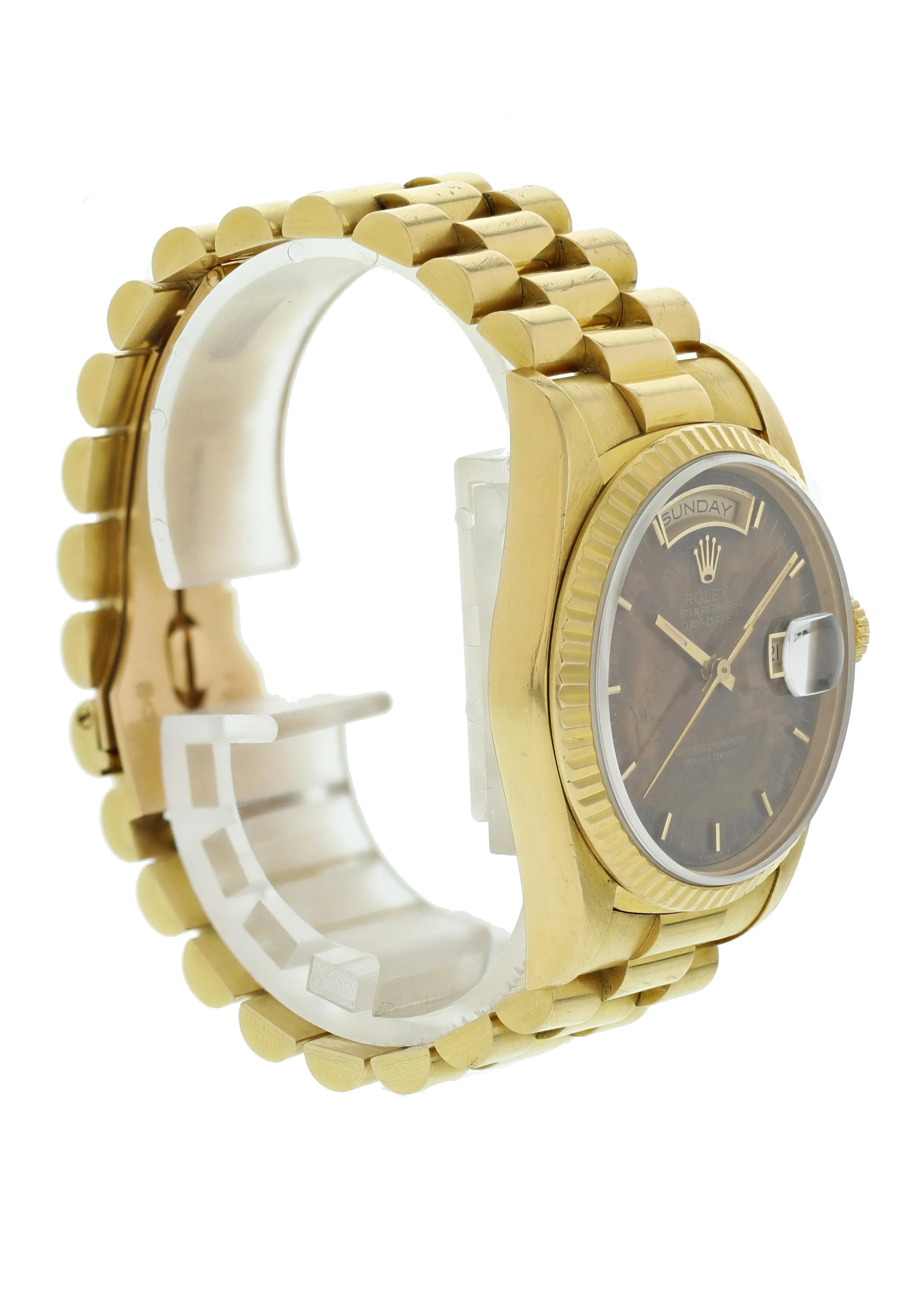 Rolex Day-Date President 18238 Wood Dial 18k Yellow Gold Mens Watch