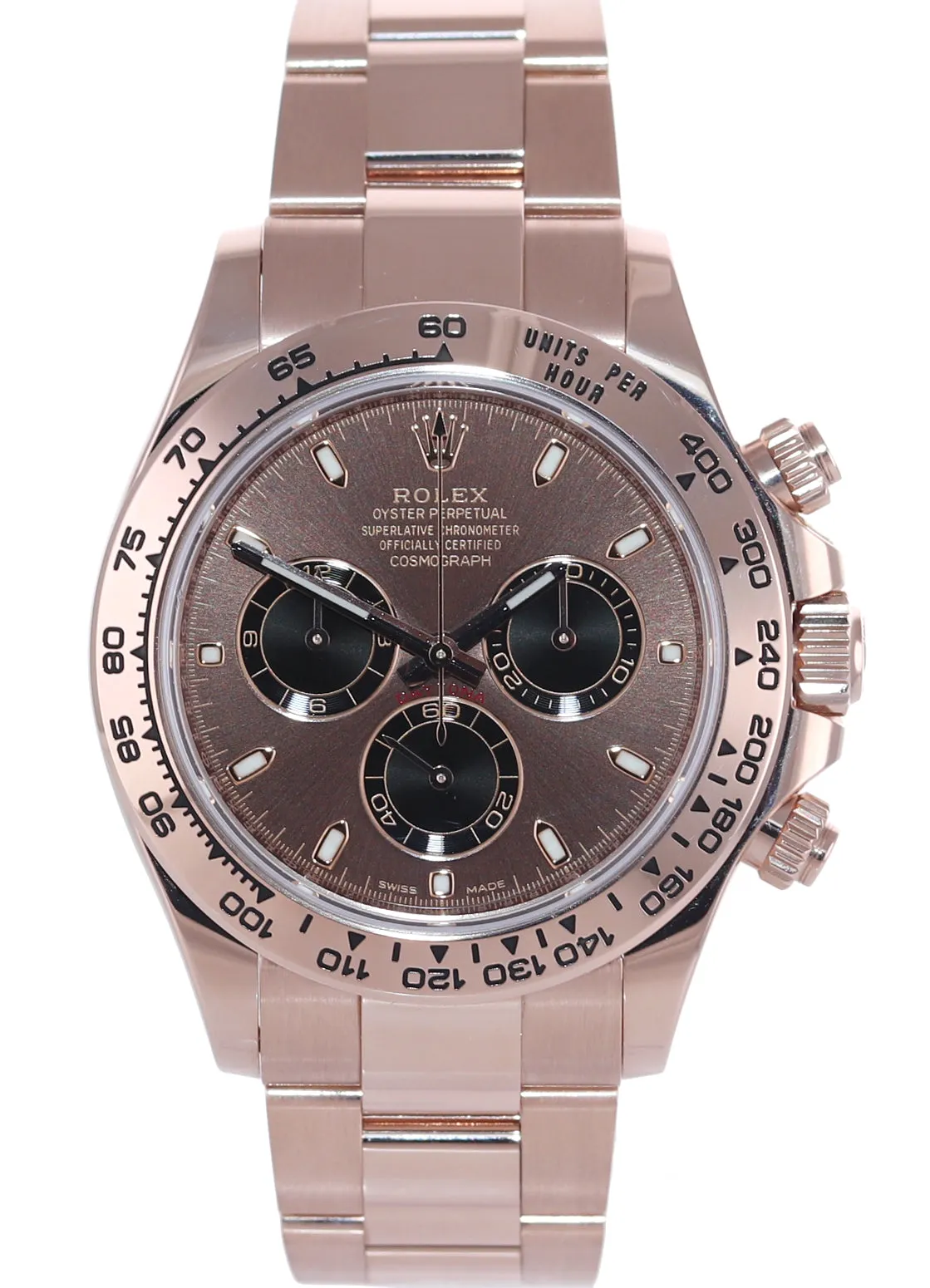 Rolex Daytona Rose Gold Chocolate Stick Dial 116505 Chrono Watch