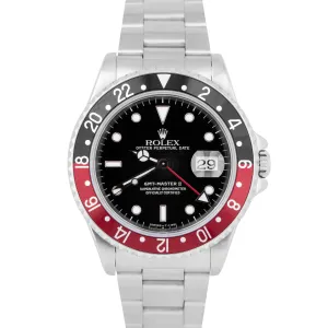 Rolex GMT-Master II COKE Stainless Steel Black Red Oyster Automatic Watch 16710