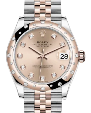 Rolex Lady-Datejust 31 Rose Gold/Steel Rose Diamond Dial & Domed Set with Diamonds Bezel Jubilee Bracelet 278341RBR