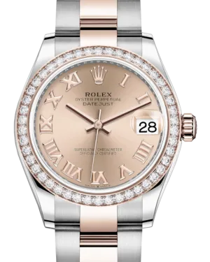 Rolex Lady-Datejust 31 Rose Gold/Steel Rose Roman Dial & Diamond Bezel Oyster Bracelet 278381RBR