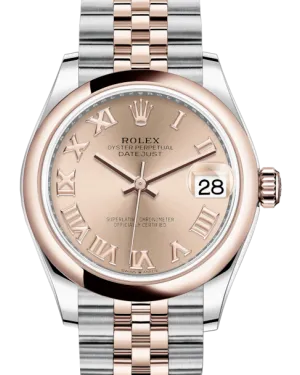 Rolex Lady-Datejust 31 Rose Gold/Steel Rose Roman Dial & Smooth Domed Bezel Jubilee Bracelet 278241