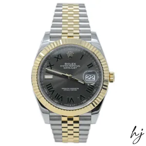 Rolex Men's Datejust 18K Yellow Gold & Steel 41mm Slate Roman Dial Watch #: 126333