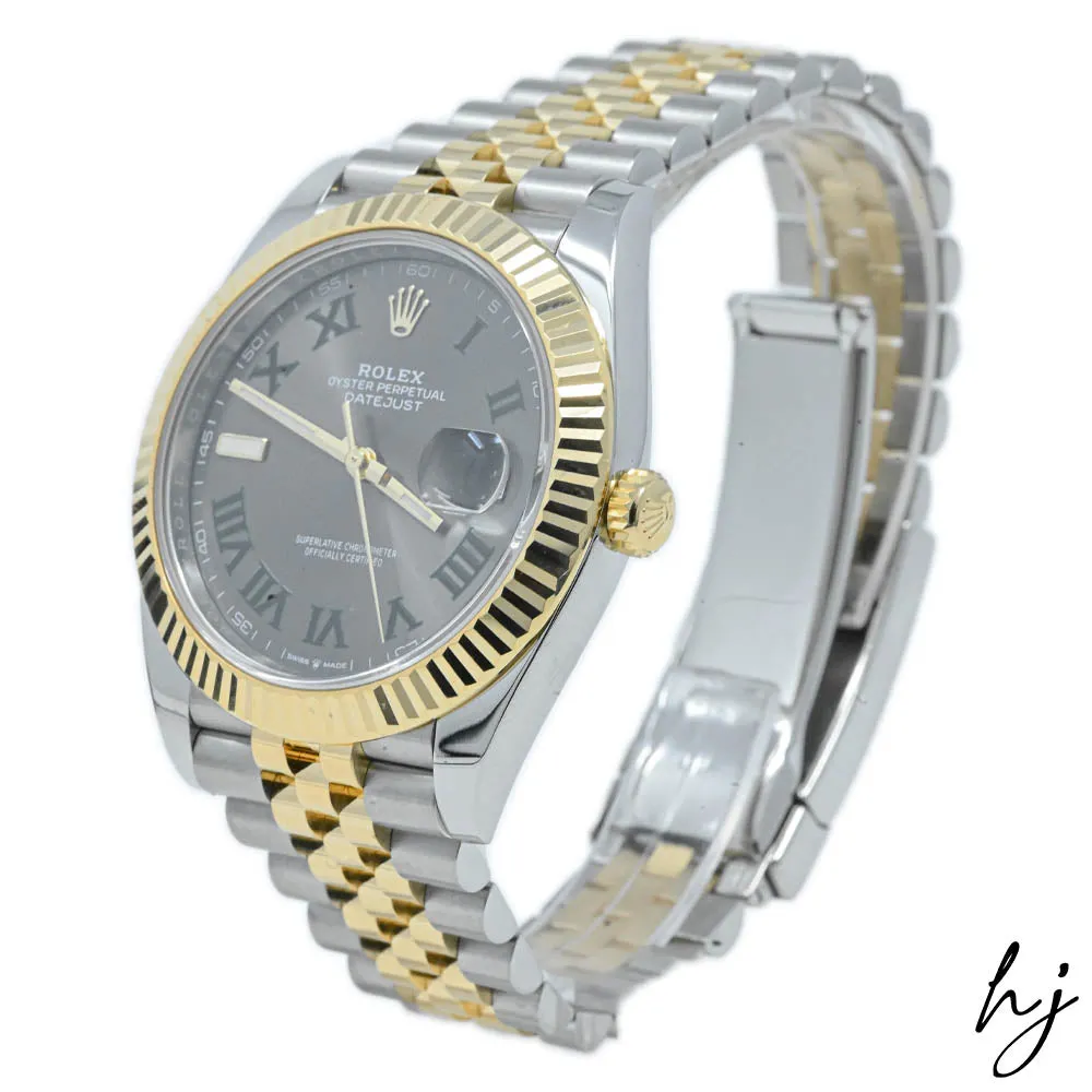 Rolex Men's Datejust 18K Yellow Gold & Steel 41mm Slate Roman Dial Watch #: 126333