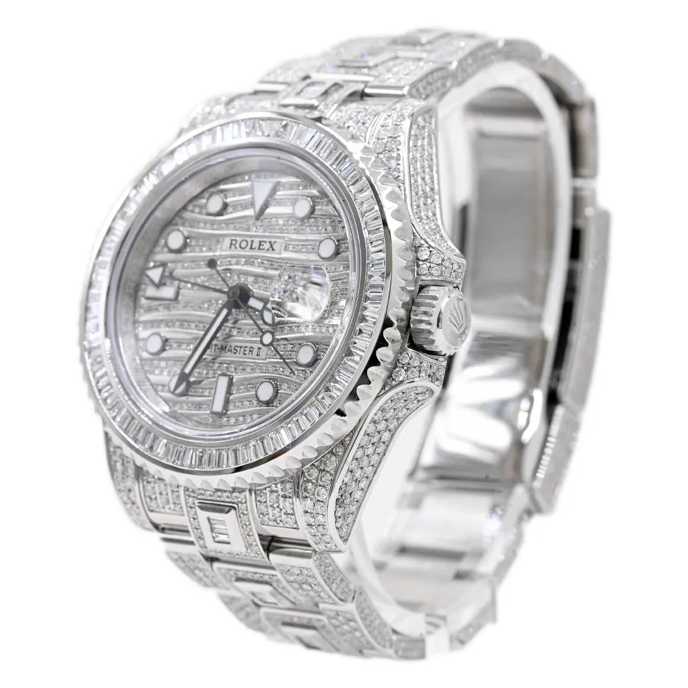 Rolex Mens GMT Master II Stainless Steel Custom ICED OUT pave wave diamond dot dial Watch Reference #: 116710