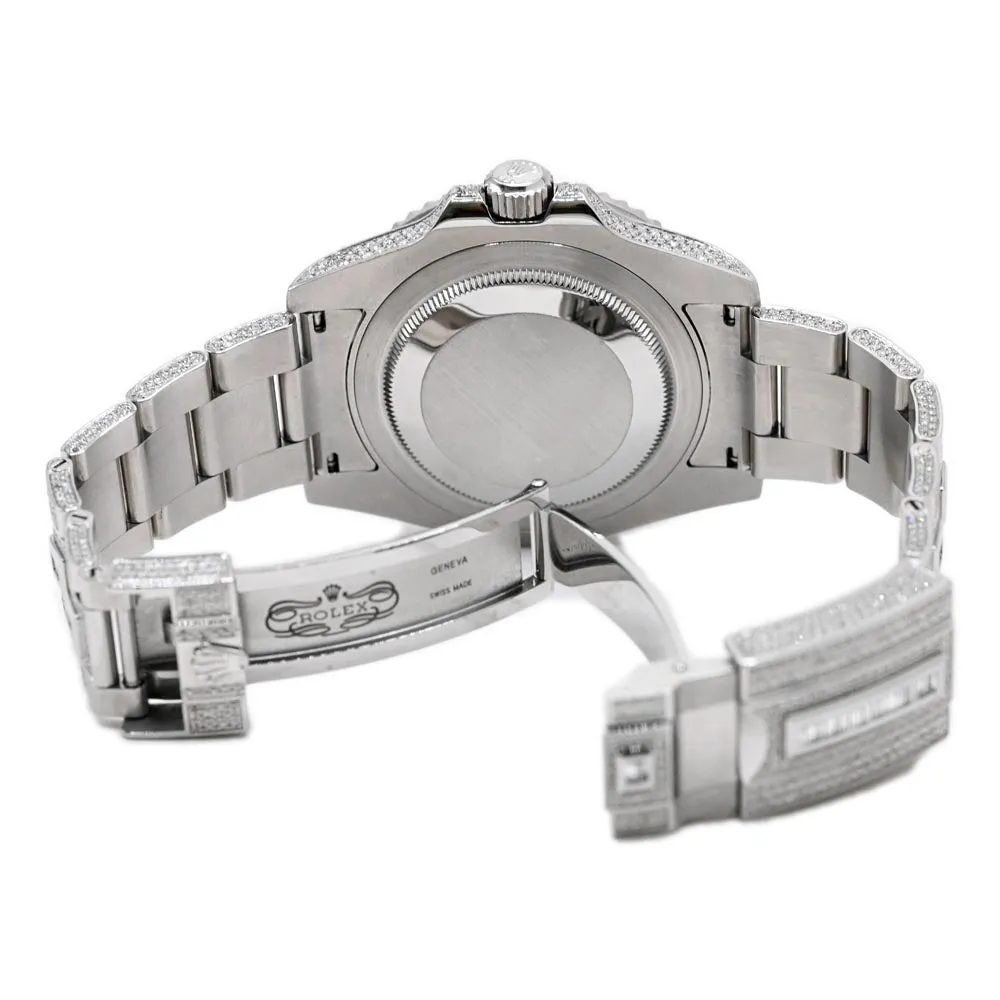 Rolex Mens GMT Master II Stainless Steel Custom ICED OUT pave wave diamond dot dial Watch Reference #: 116710