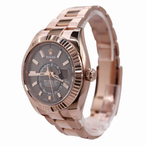 Rolex Men's Sky-Dweller 18K Rose Gold 42mm Rhodium Stick Dial Watch Ref #326935