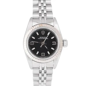Rolex Oyster Perpetual 24mm Fluted Black Explorer 3-6-9 Dial Jubilee Watch 67194