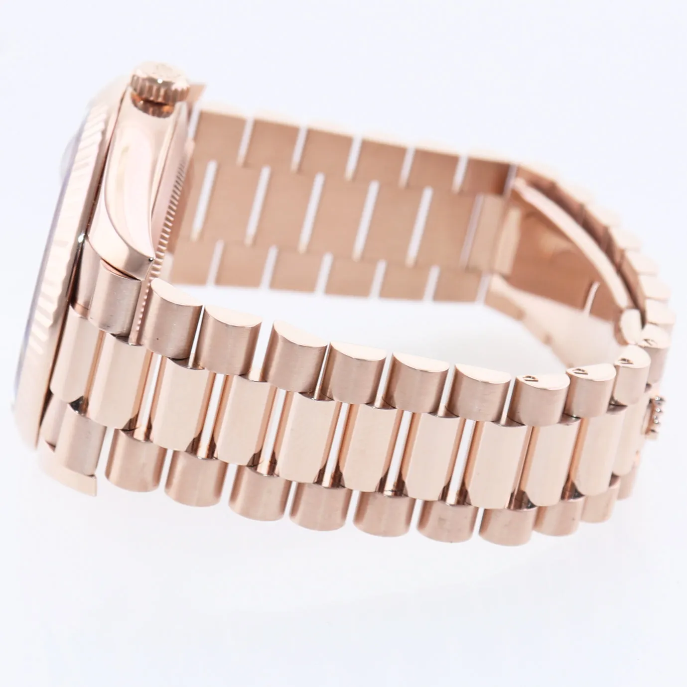 Rolex President 40mm 18k Rose Gold Sundust Roman 228235 Watch Box
