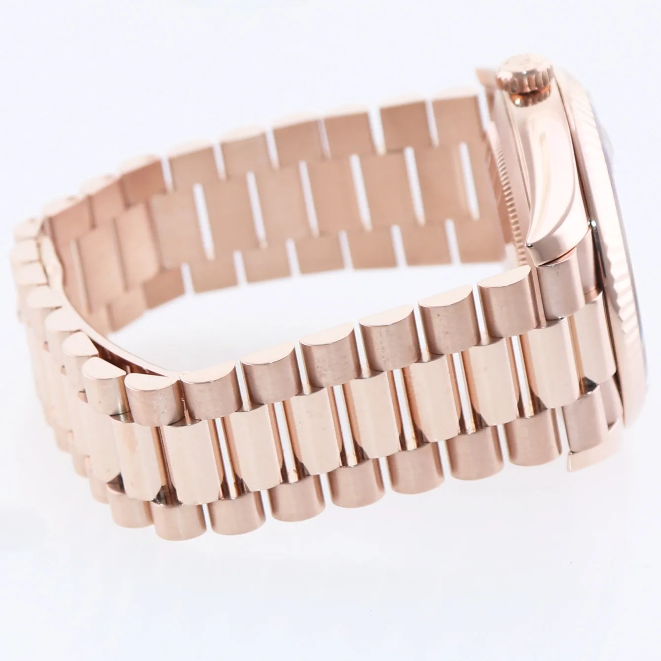 Rolex President 40mm 18k Rose Gold Sundust Roman 228235 Watch Box