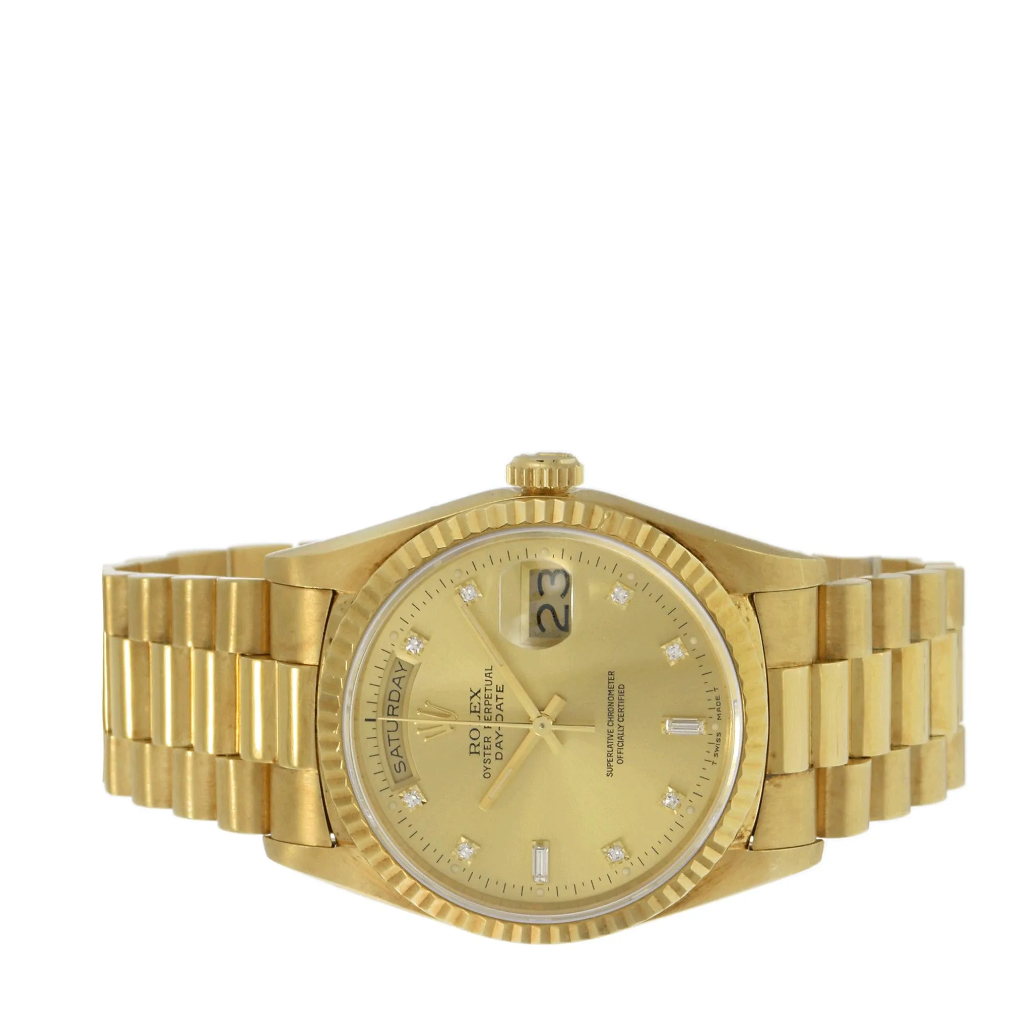 Rolex President Day-Date Yellow Gold Diamond Dial Watch 19238