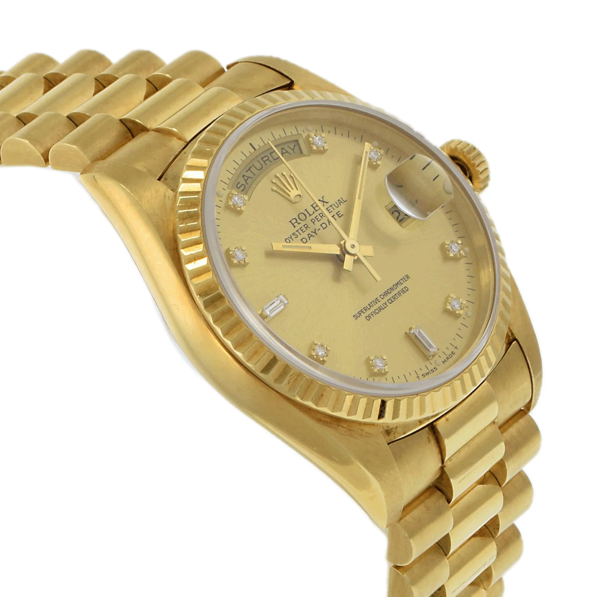 Rolex President Day-Date Yellow Gold Diamond Dial Watch 19238