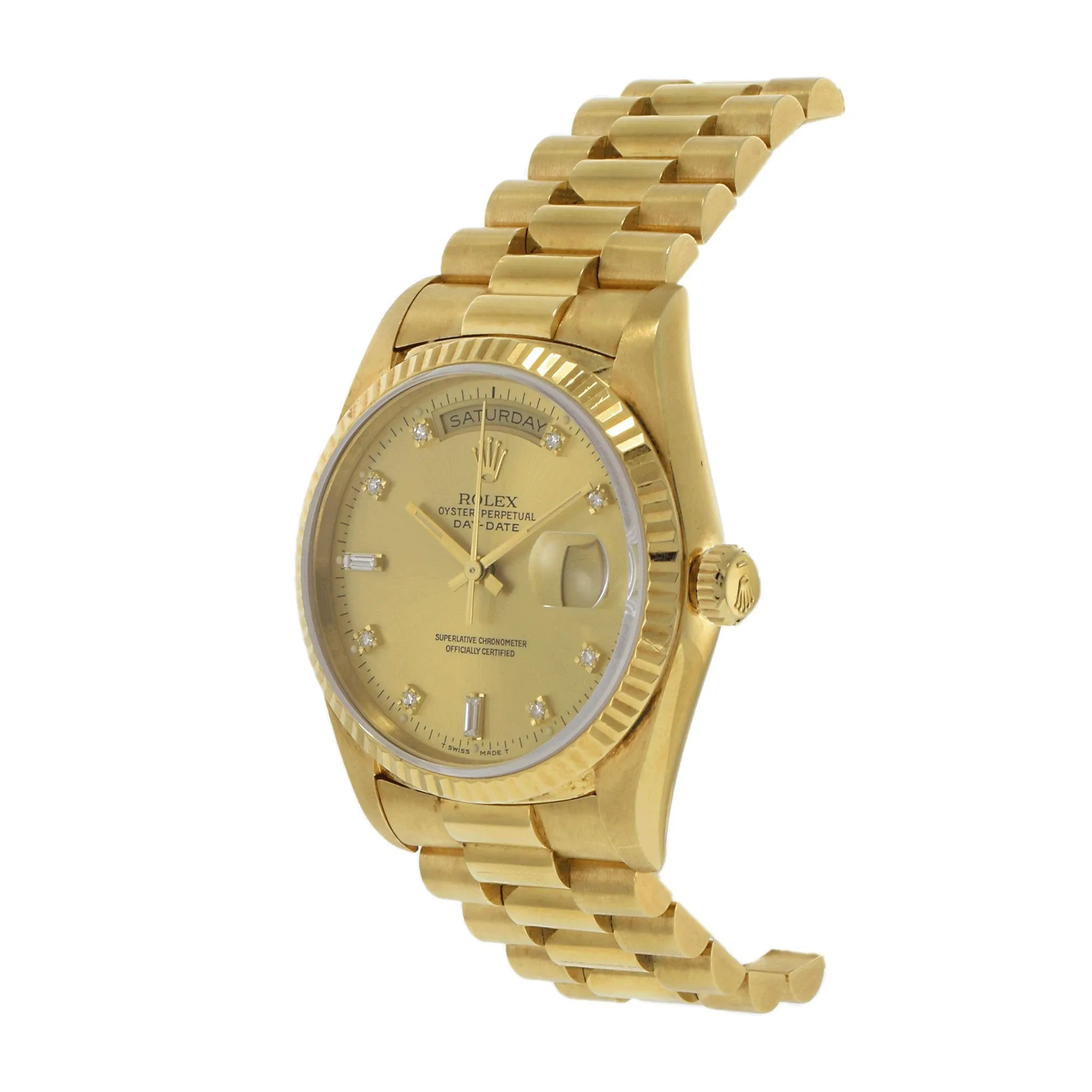 Rolex President Day-Date Yellow Gold Diamond Dial Watch 19238