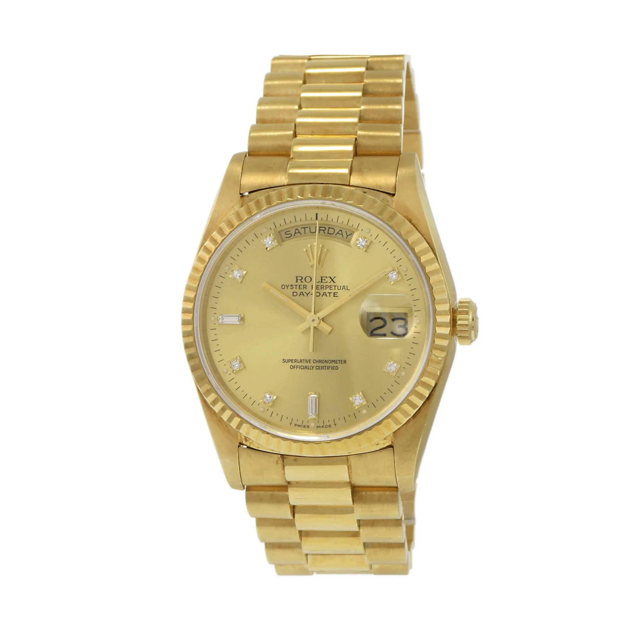Rolex President Day-Date Yellow Gold Diamond Dial Watch 19238