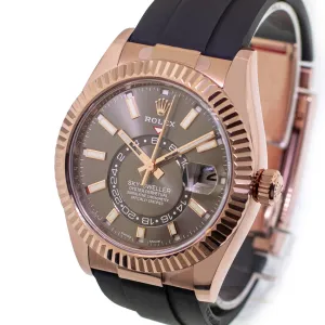 Rolex Sky-Dweller 42mm Everose Gold Chocolate Index Dial & Fluted Bezel 326235