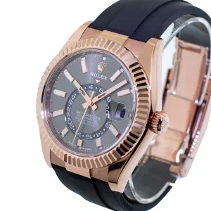 Rolex Sky-Dweller 42mm Everose Gold Rhodium Index Dial & Fluted Bezel 336235