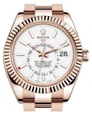 Rolex Sky-Dweller 42mm Rose Gold Sky-Dweller Watch - White Index Dial - Oyster Bracelet 326935