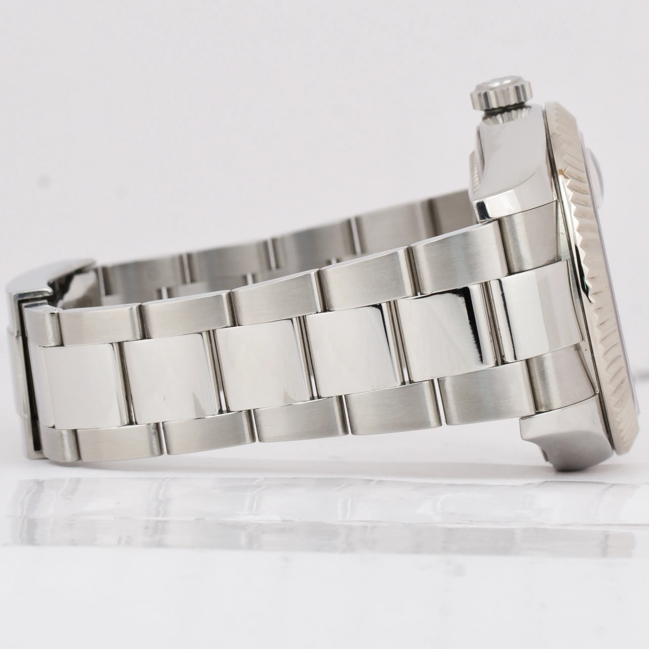 Rolex Sky-Dweller WHITE Stainless Steel 18k Gold Fluted 42mm 326934 Watch BOX