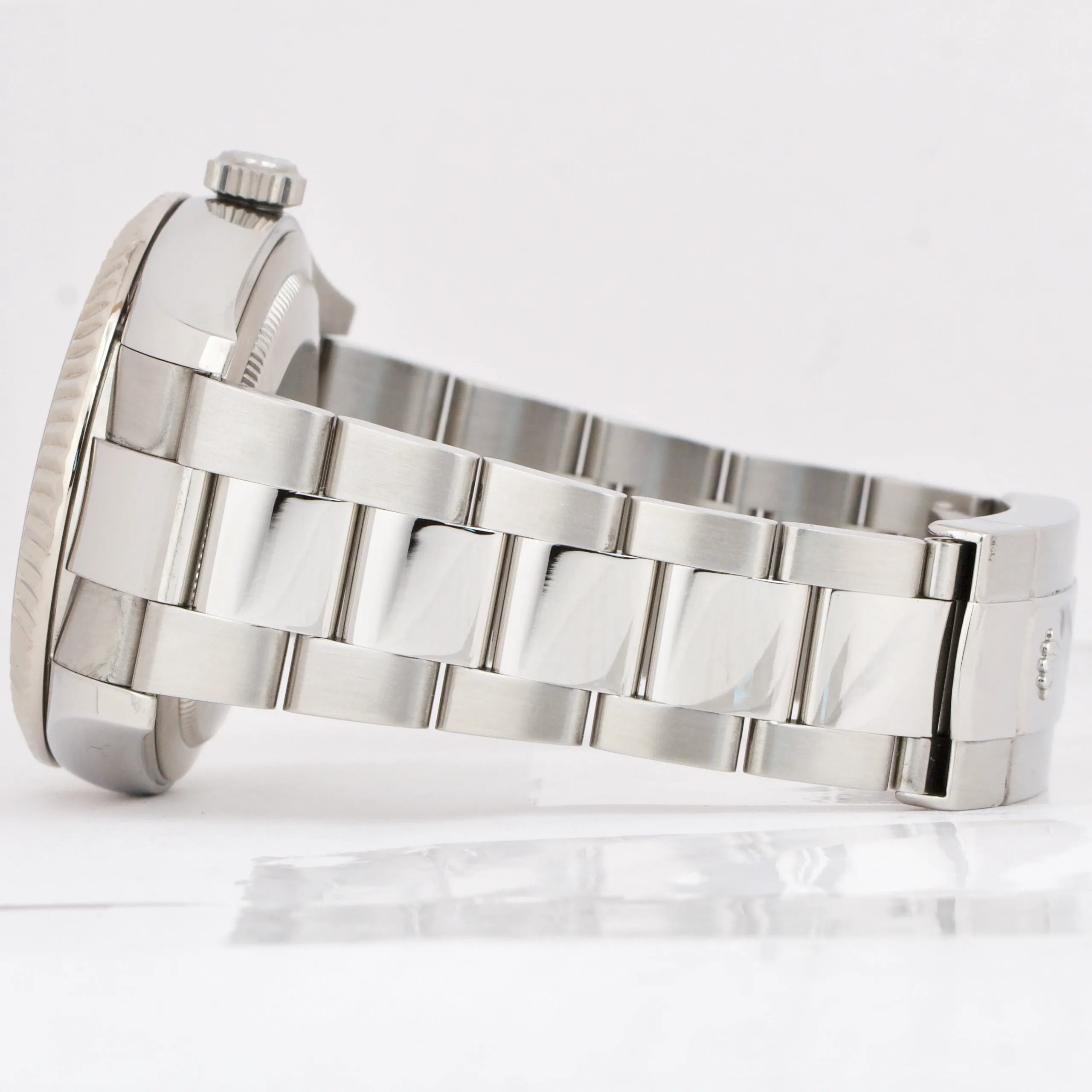 Rolex Sky-Dweller WHITE Stainless Steel 18k Gold Fluted 42mm 326934 Watch BOX