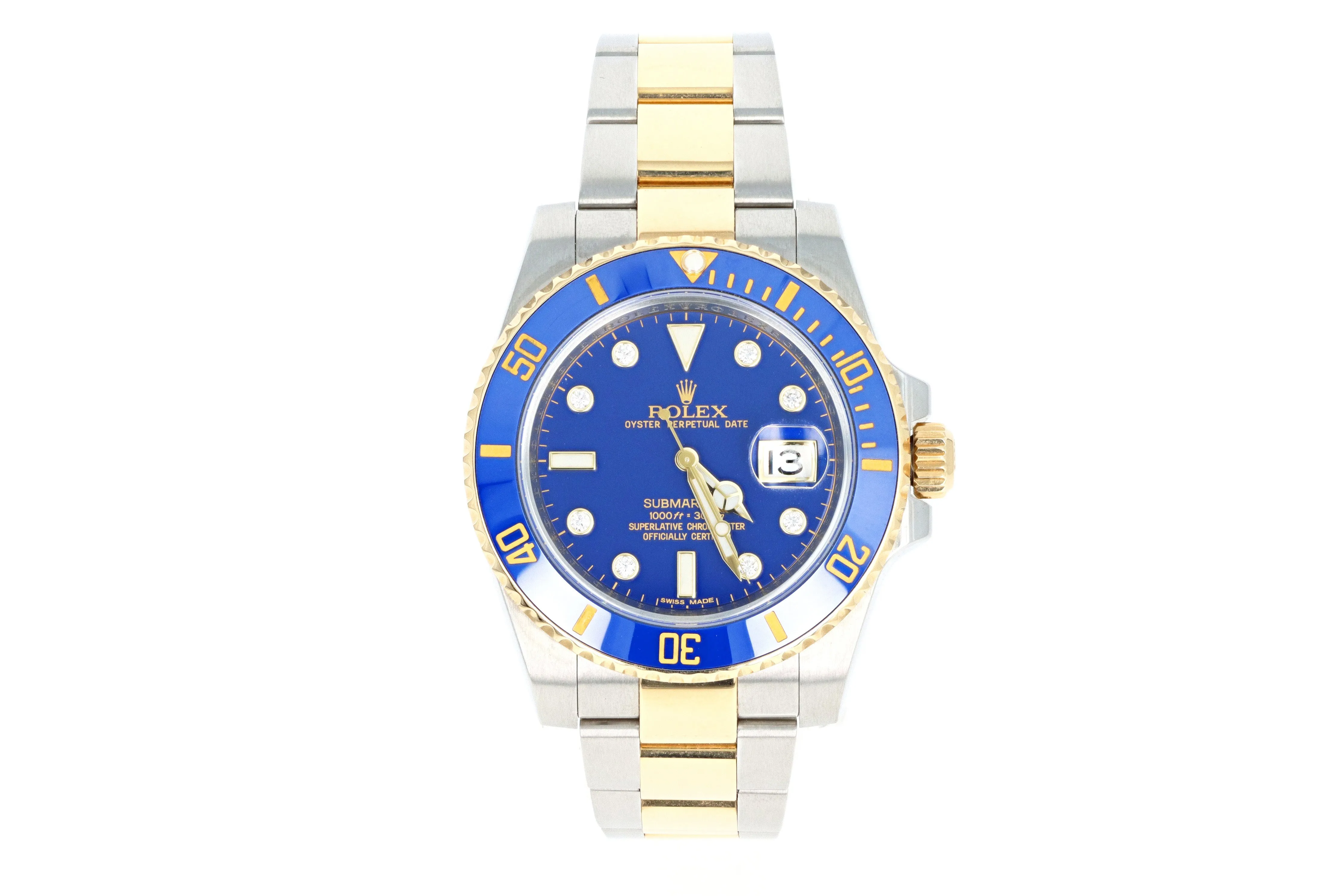 Rolex Submariner 116613 Blue Diamond Dial with Box and Papers