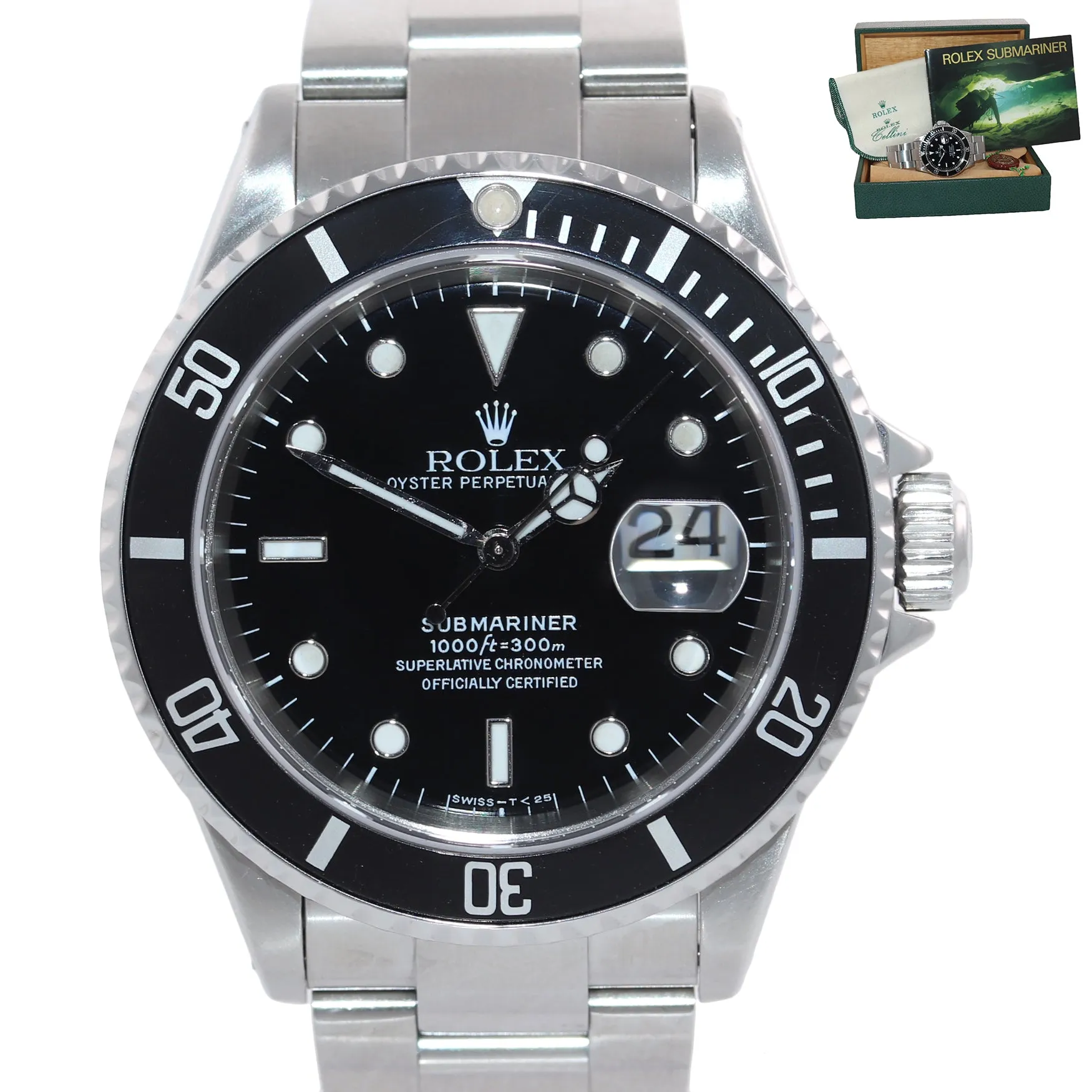 Rolex Submariner 16610 Steel Black Tritium Dial 40mm Pre Ceramic Watch Box