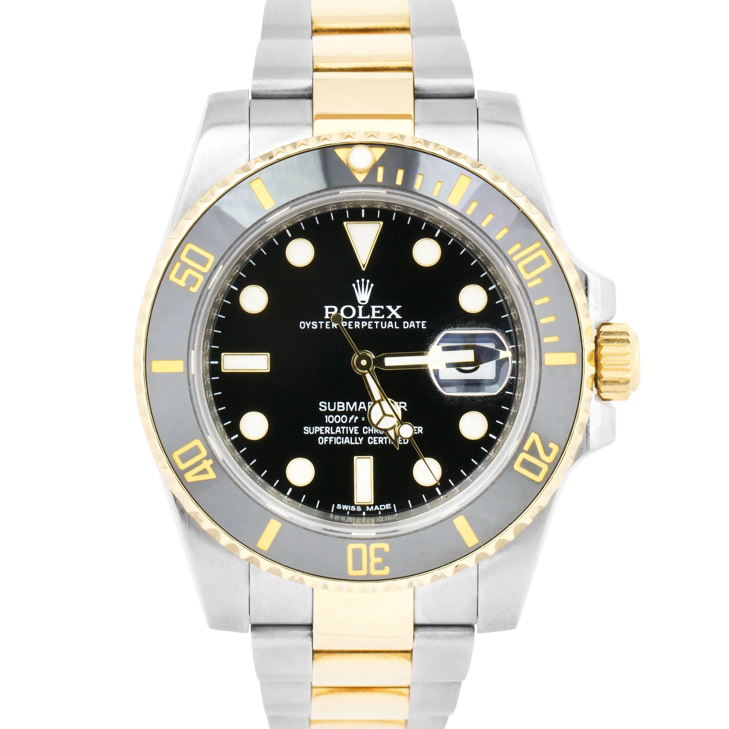 Rolex Submariner Ceramic Black 40mm 116613 LN 18K Two-Tone Yellow Gold Watch