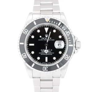 Rolex Submariner Date 16610 Stainless Steel 40mm Black Dive Pre-Ceramic Watch