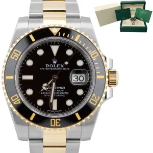 Rolex Submariner Date Ceramic Two-Tone Gold Stainless Black Dive Watch 116613 LN