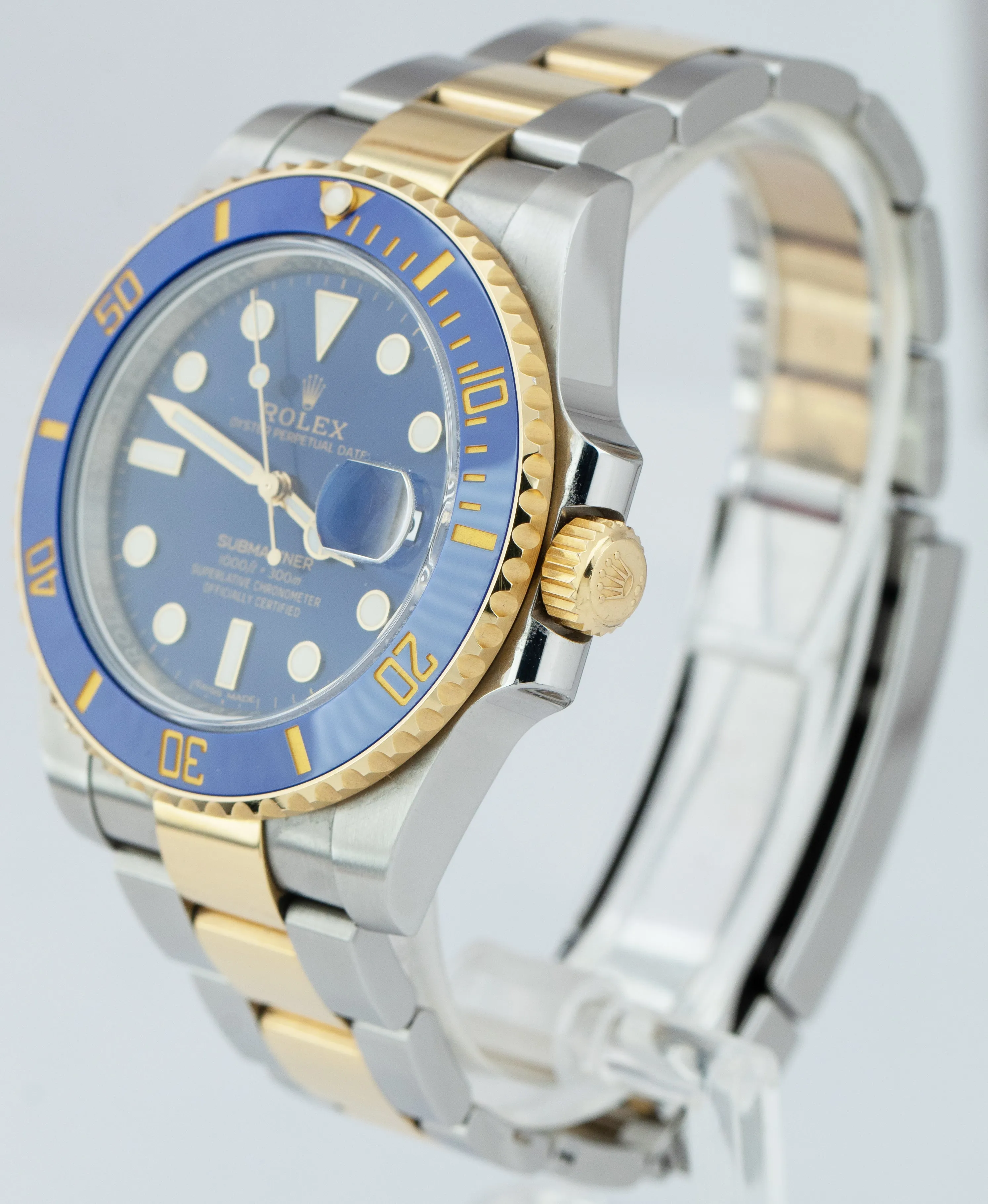 Rolex Submariner Date Ceramic Two-Tone Gold Stainless Steel Blue Watch 116613 LB
