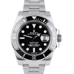 Rolex Submariner Date Stainless Steel Black Ceramic 40mm Dive Watch 116610 LN
