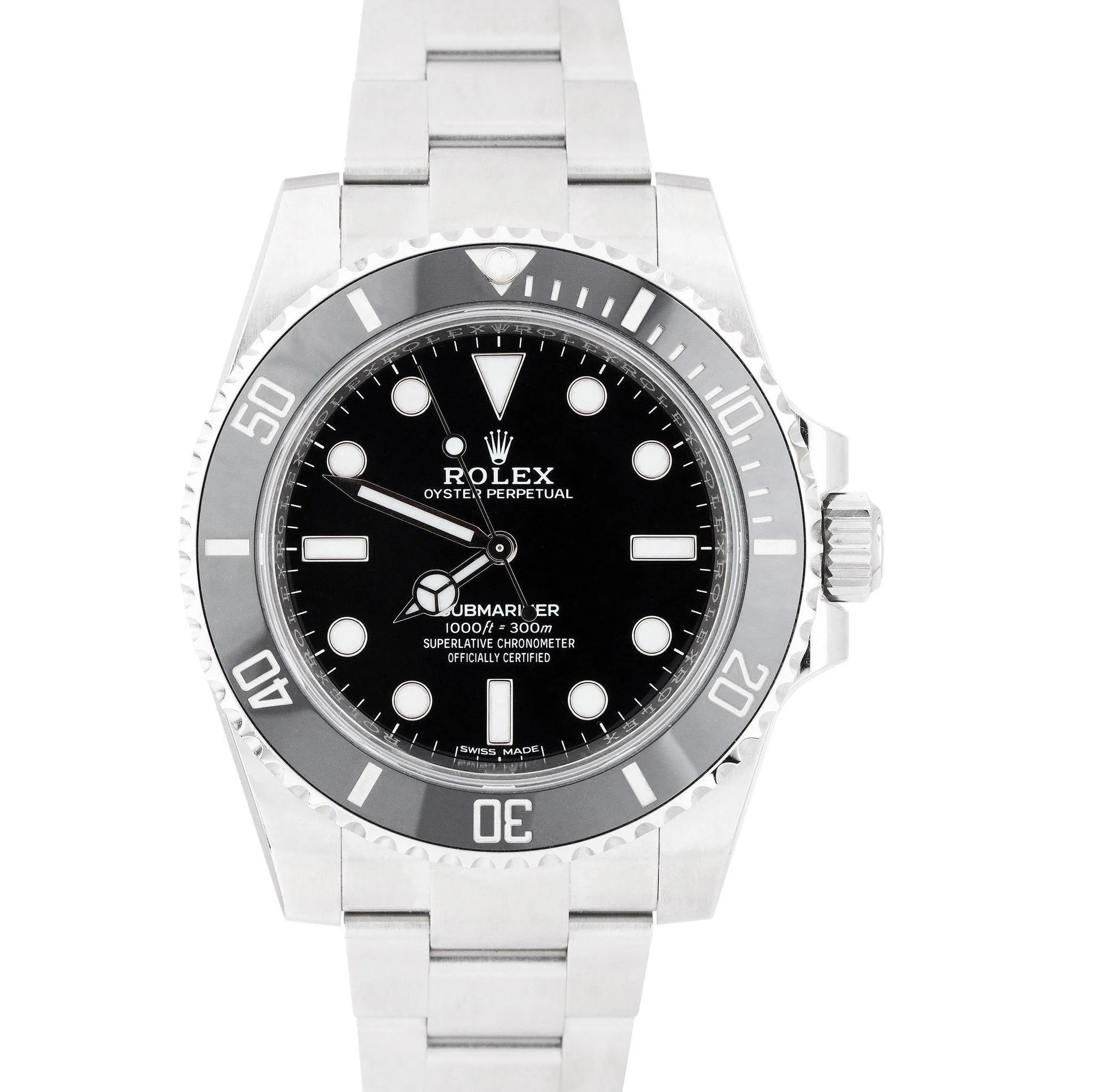 Rolex Submariner No-Date Stainless Steel 40mm Black Ceramic Dive Watch 114060
