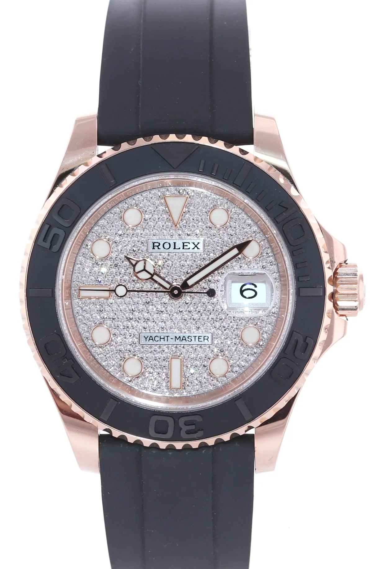 Rolex Yacht-Master 116655 Everose 40mm Pave Diamond Oysterflex Watch Box