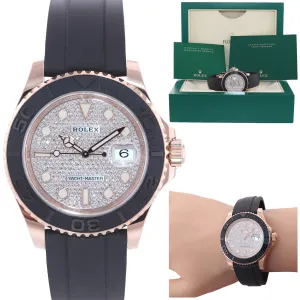 Rolex Yacht-Master 116655 Everose 40mm Pave Diamond Oysterflex Watch Box