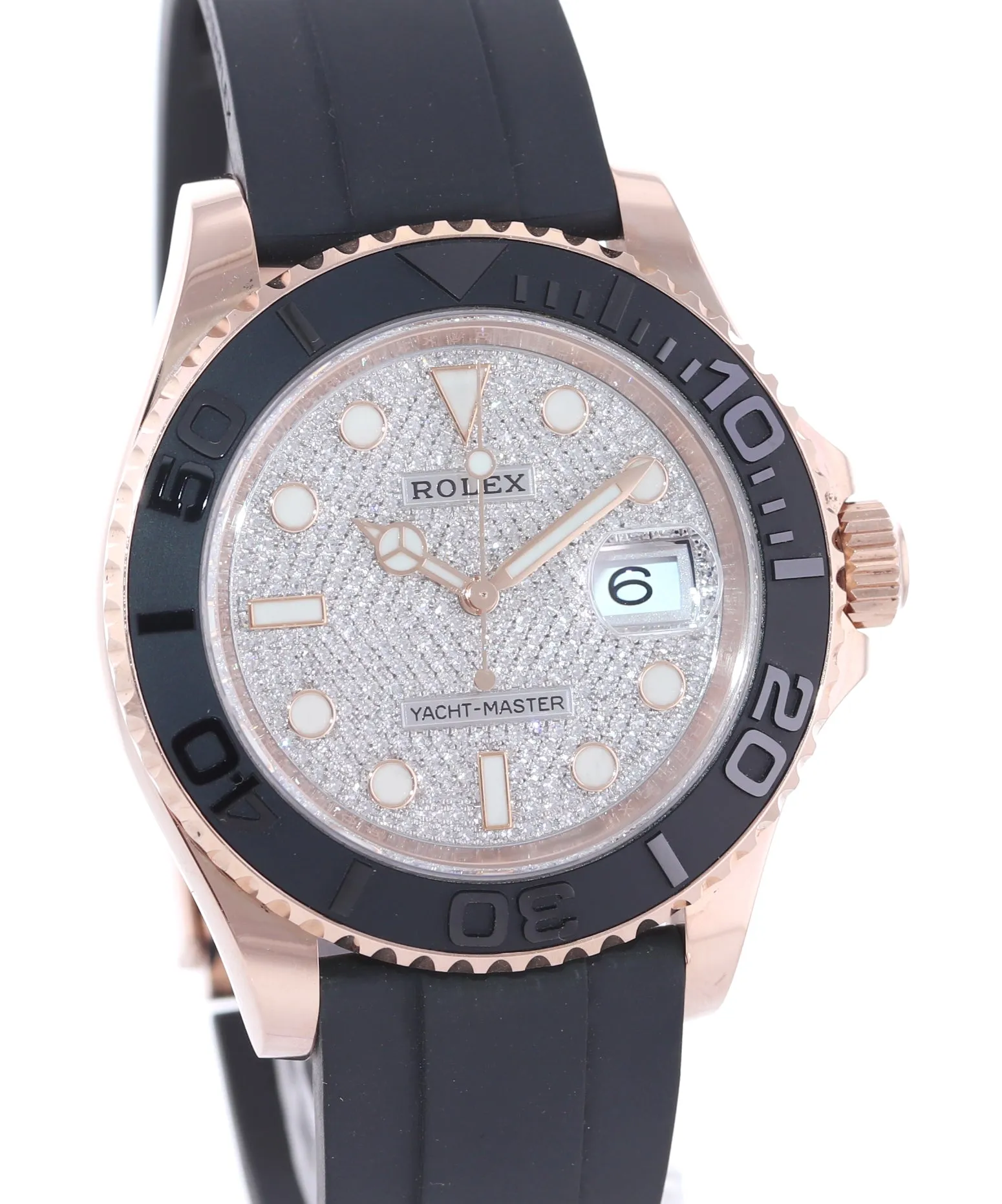 Rolex Yacht-Master 116655 Everose 40mm Pave Diamond Oysterflex Watch Box