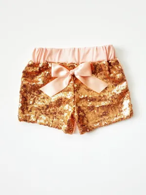Rose Gold Sequin Shorts Girl