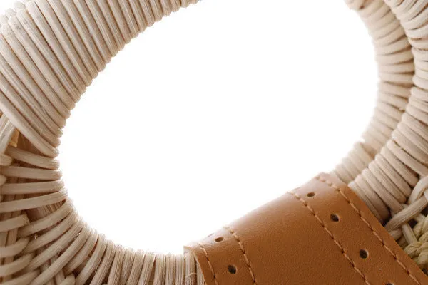 Rose – Round Woven Straw Bag with Vegan Leather Accent