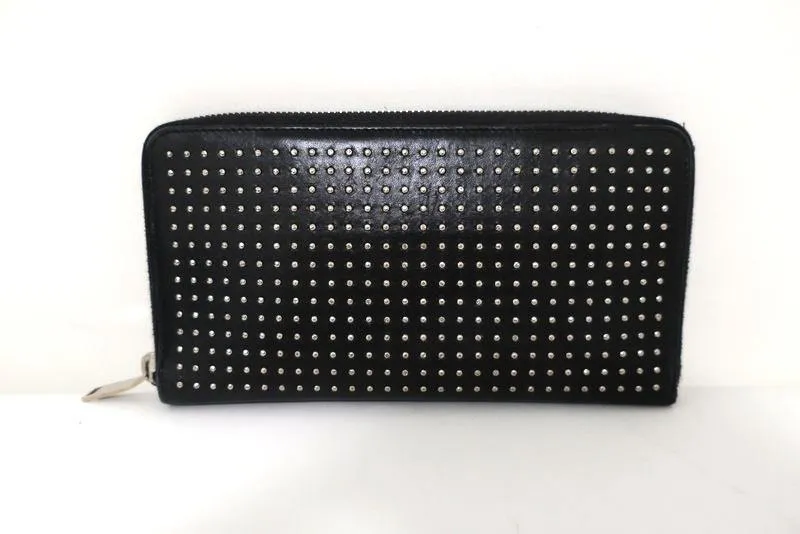 Saint Laurent Studded Continental Zip Wallet Black Leather