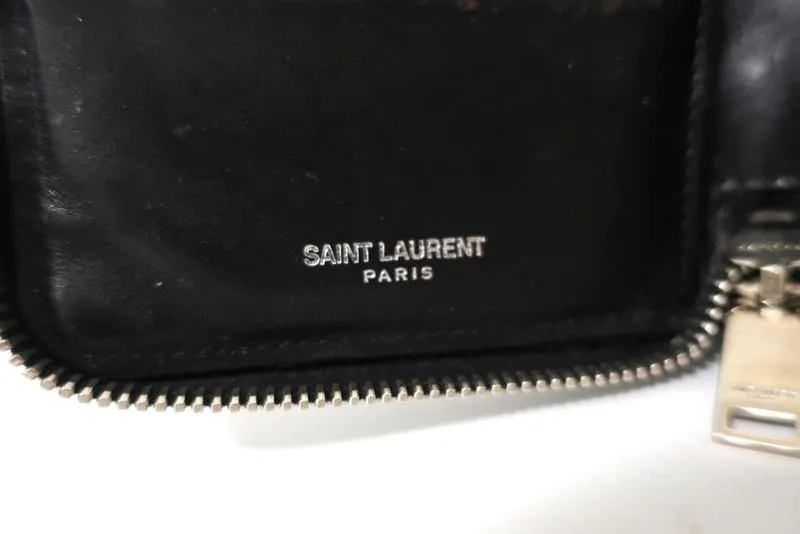Saint Laurent Studded Continental Zip Wallet Black Leather
