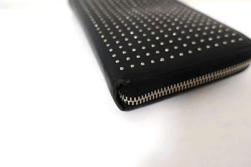 Saint Laurent Studded Continental Zip Wallet Black Leather