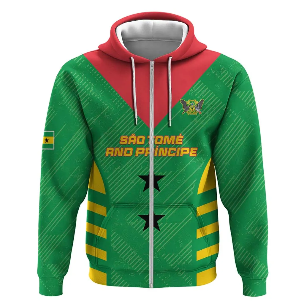 Sao Tome and Principe Football Custom Hoodie Sporty Style - Green Color LT15