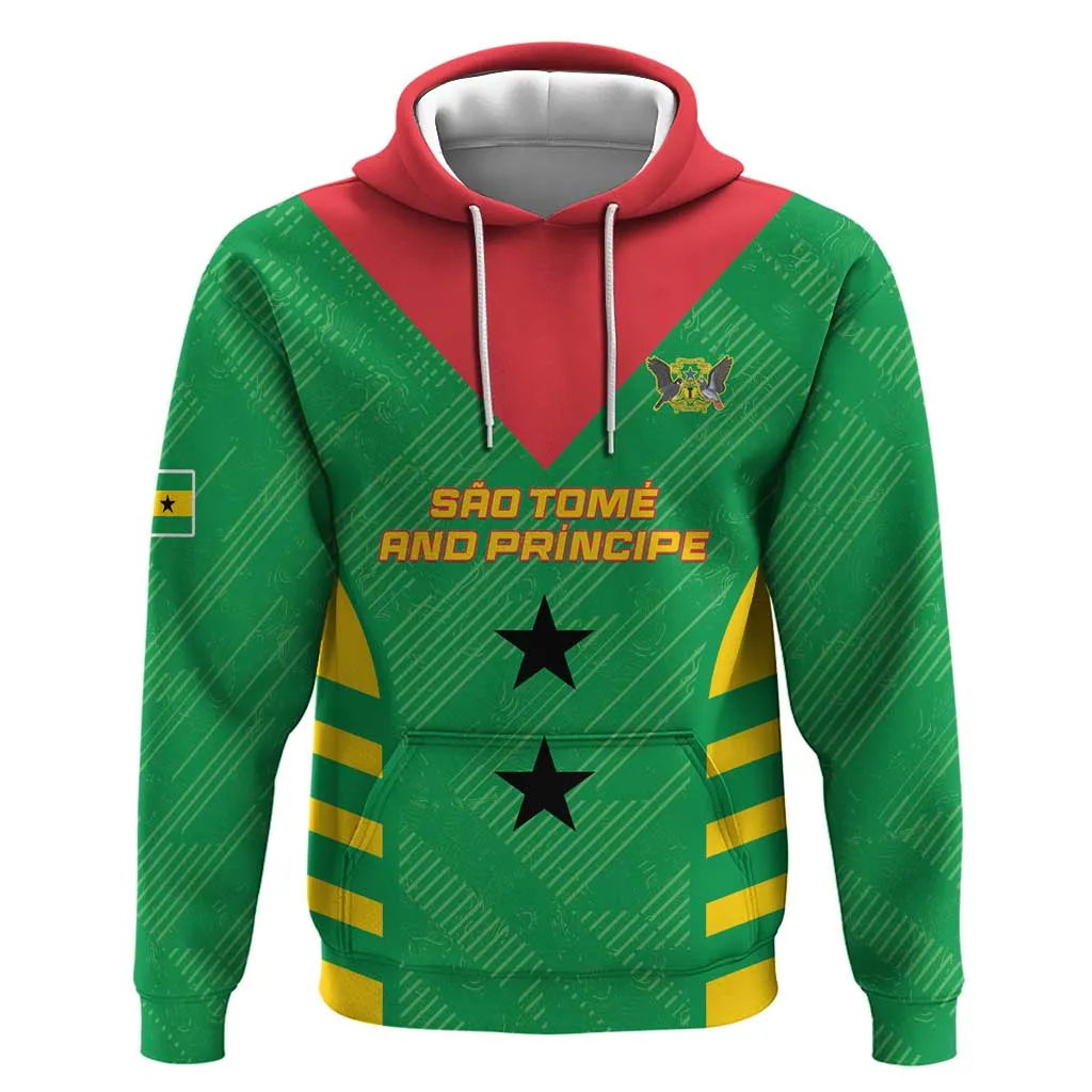 Sao Tome and Principe Football Custom Hoodie Sporty Style - Green Color LT15