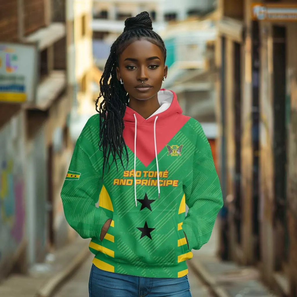 Sao Tome and Principe Football Custom Hoodie Sporty Style - Green Color LT15