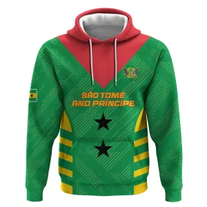 Sao Tome and Principe Football Custom Hoodie Sporty Style - Green Color LT15