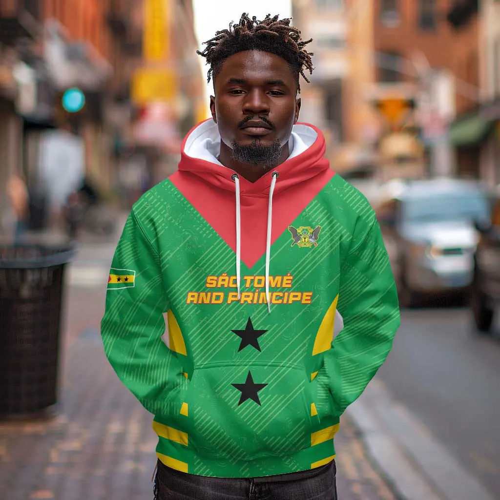 Sao Tome and Principe Football Custom Hoodie Sporty Style - Green Color LT15