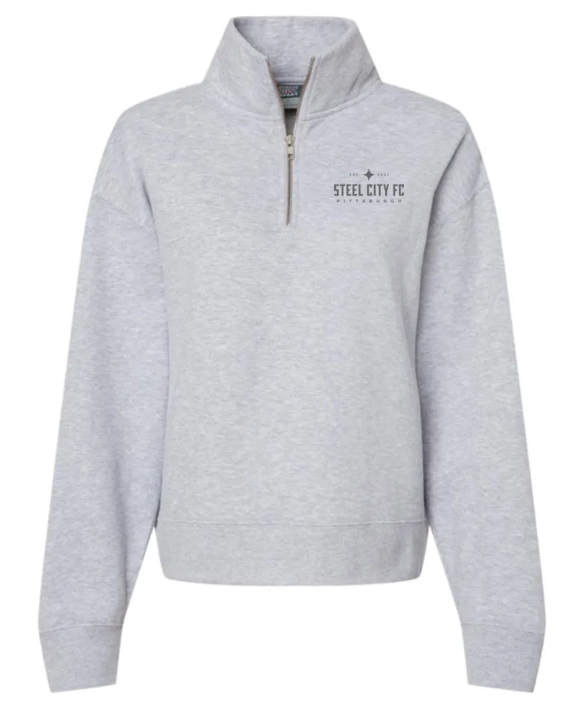 SCFC - Light Grey 1/4 Zip Women's Fleece - Grey Embroidered Text