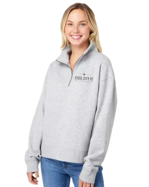 SCFC - Light Grey 1/4 Zip Women's Fleece - Grey Embroidered Text