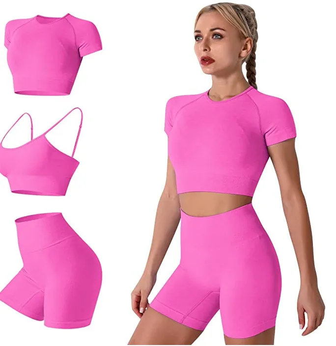 Seamless Yoga Outfits 3 Piece Workout