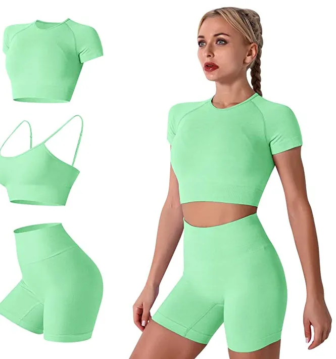 Seamless Yoga Outfits 3 Piece Workout